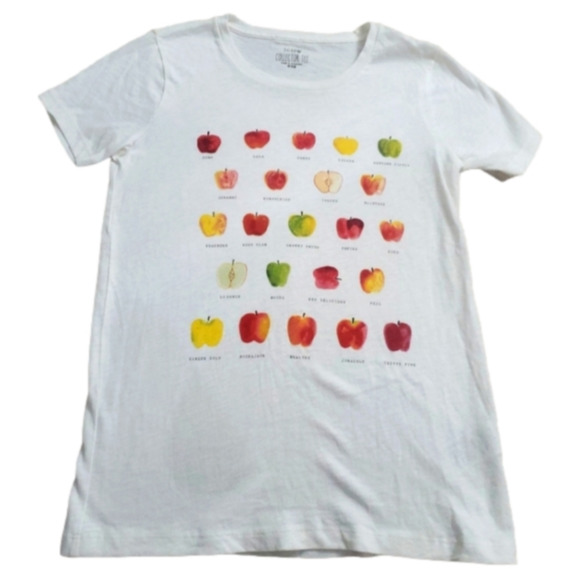 J Crew collector Tee shirt white Apples 🍎 xxs - Picture 1 of 5